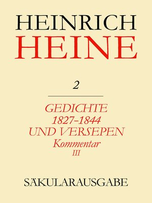 cover image of Gedichte 1827-1844 und Versepen. Kommentar III